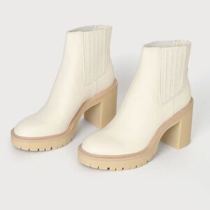 Dolce Vita Womens Ivory Chelsea Boots Shoes size 8 lug sole waterproof chunky